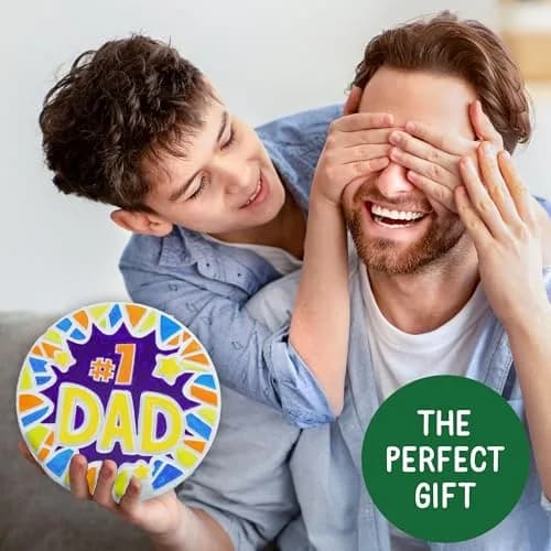 Creative Roots Paint Your Own #1 Dad Stepping Stone Kit | 7 inch Ceramic, 6 Acrylic Paints & Brush thumbnail 7