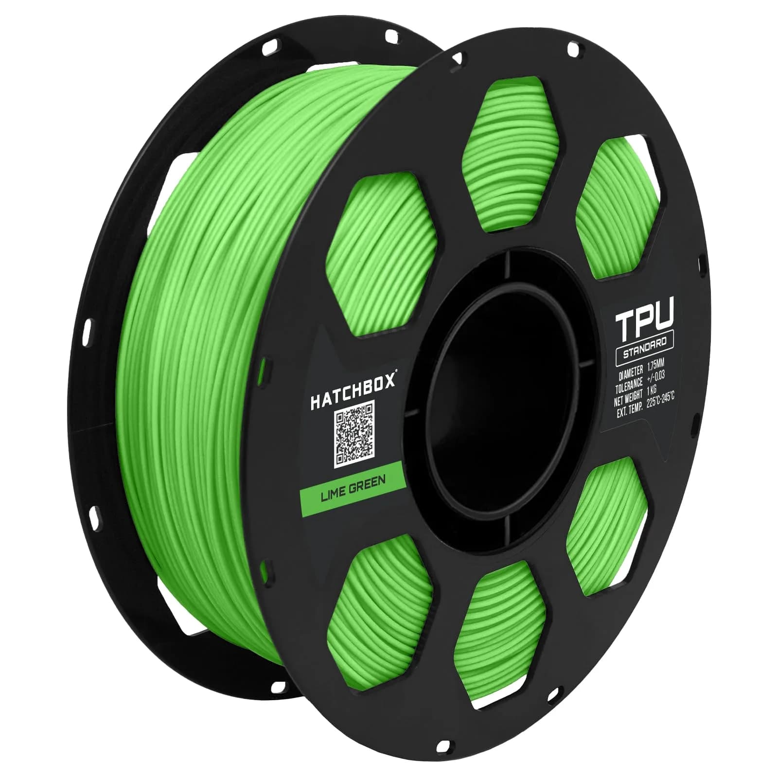 HATCHBOX 1.75mm Lime Green TPU 3D Printer Filament Shore 95A | Flexible, Durable, 1kg Spool — Lime Green