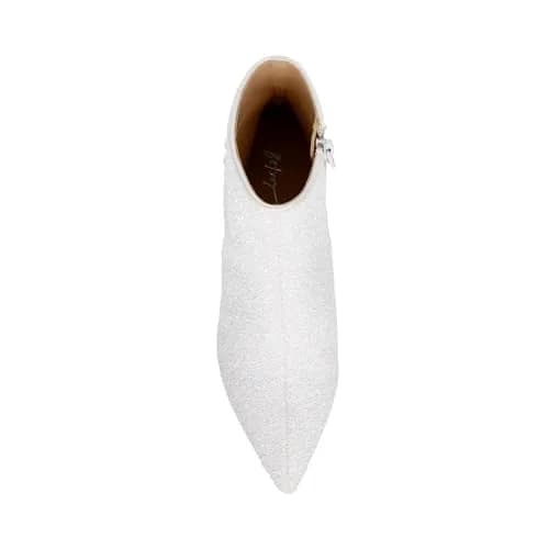 Betsey Johnson Kasey Ankle Boot, White, 6 | Pearl-embellished Block Heel, 3.5in thumbnail 2