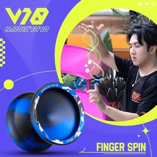 MAGICYOYO V10 Finger Spin Yoyo Black Blue | Responsive & Unresponsive Dual Purpose Metal Yoyo thumbnail 2