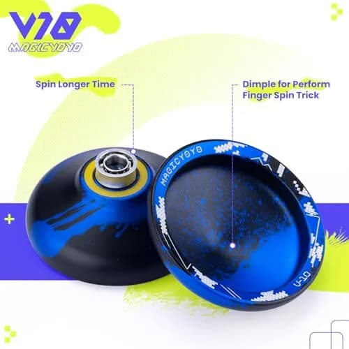 MAGICYOYO V10 Finger Spin Yoyo Black Blue | Responsive & Unresponsive Dual Purpose Metal Yoyo thumbnail 3