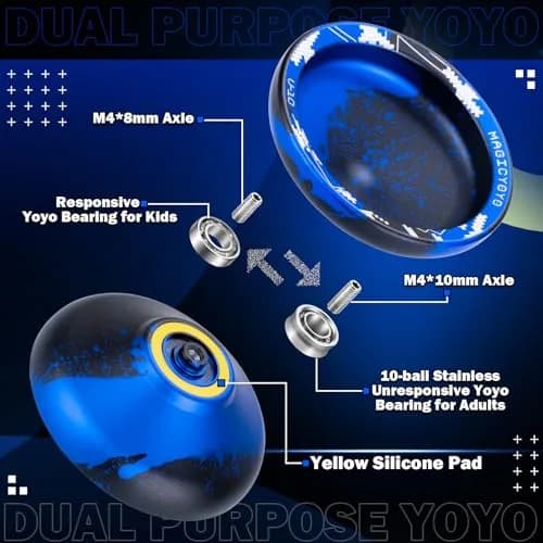 MAGICYOYO V10 Finger Spin Yoyo Black Blue | Responsive & Unresponsive Dual Purpose Metal Yoyo thumbnail 4