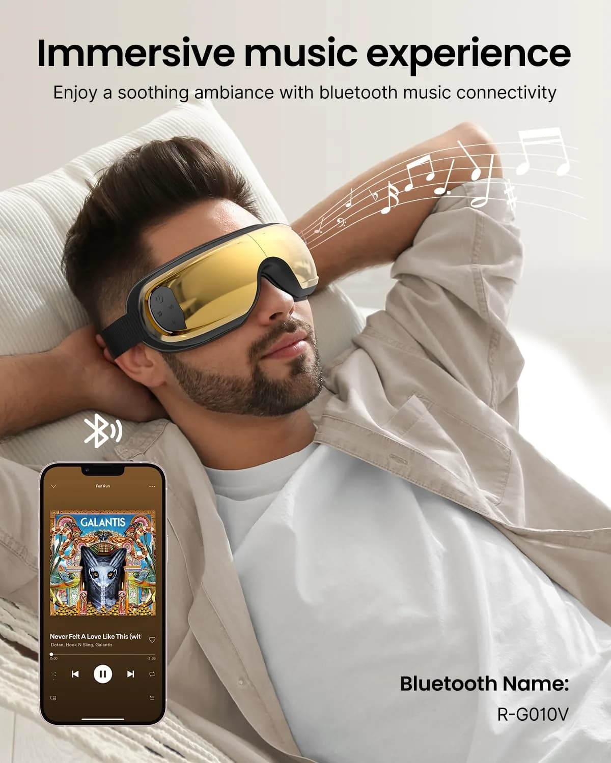 RENPHO Eyeris 3 Eye Massager with Heat & Cooling, Voice Control, 3 Compression Modes, 3 Pressure Levels, Bluetooth, Gold | 1500mAh Battery - view 8