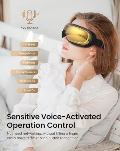 RENPHO Eyeris 3 Eye Massager with Heat & Cooling, Voice Control, 3 Compression Modes, 3 Pressure Levels, Bluetooth, Gold | 1500mAh Battery thumbnail 3