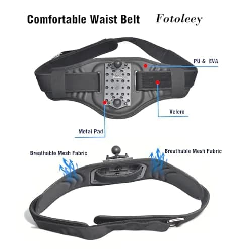 Fotoleey Back Bar Waist Strap Mount for Insta360 X6/X5/X4/X3, GoPro & DJI | Adjustable, Vibration Dampening, 360° Rotation thumbnail 6