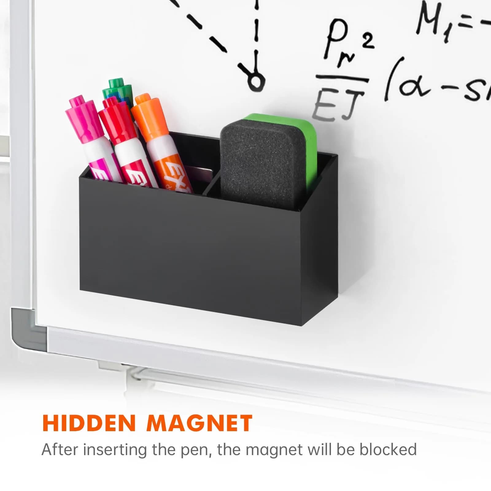 BEYGORM Magnetic Dry Erase Marker Holder with Non-Slip Pad, 15.9cm x 9cm x 5.1cm (6.26" x 3.54" x 2") | Organizes Whiteboards & Fridges - view 4