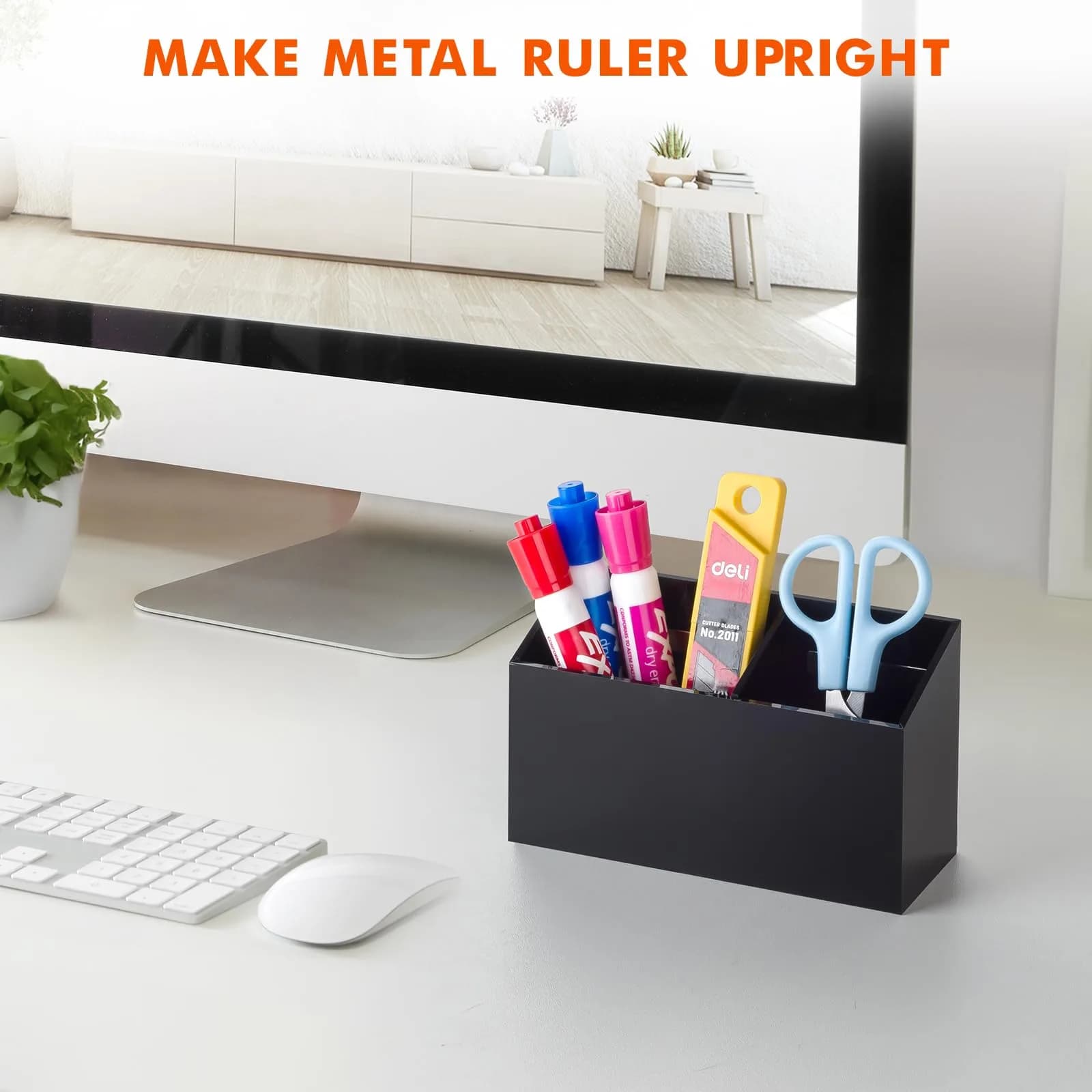 BEYGORM Magnetic Dry Erase Marker Holder with Non-Slip Pad, 15.9cm x 9cm x 5.1cm (6.26" x 3.54" x 2") | Organizes Whiteboards & Fridges - view 6