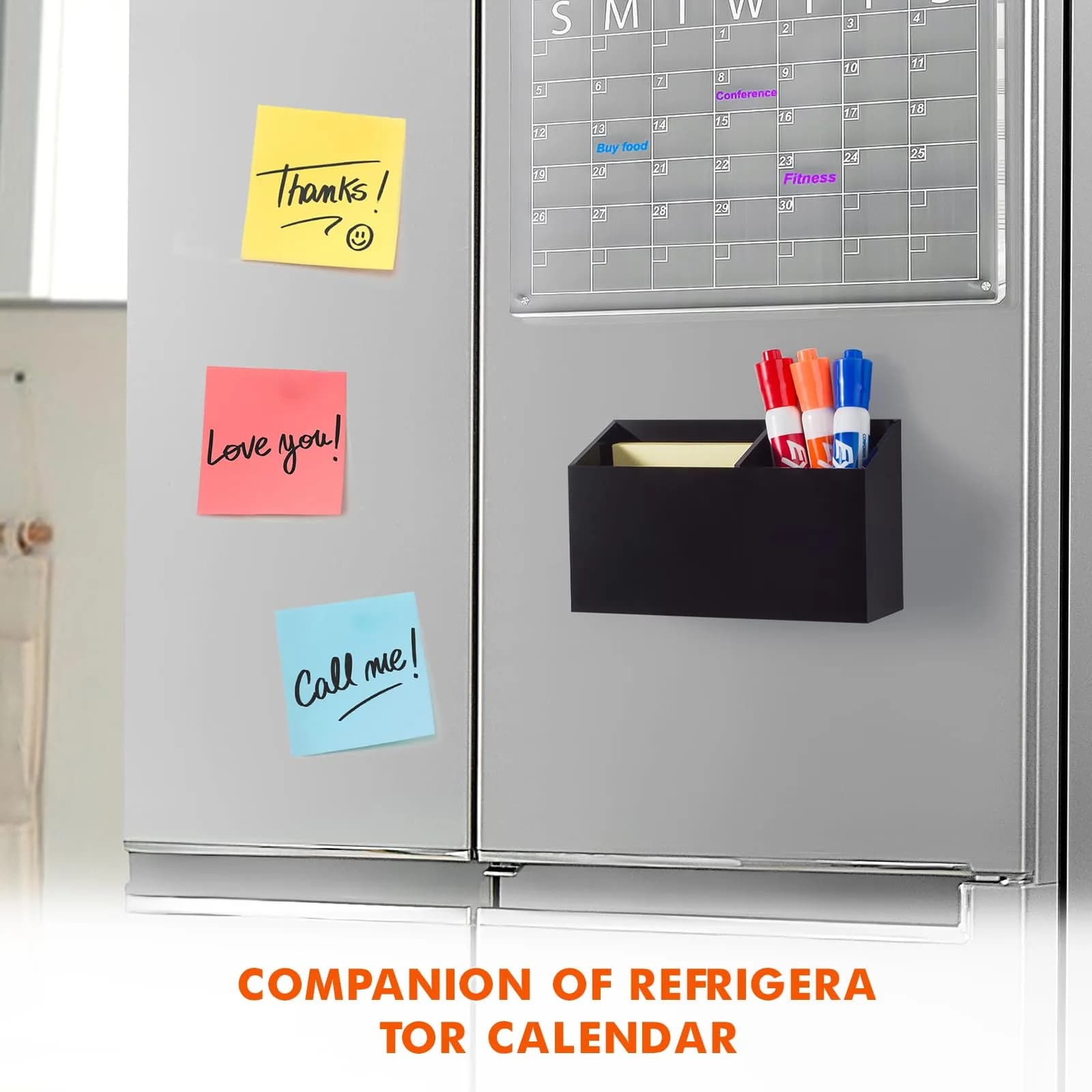 BEYGORM Magnetic Dry Erase Marker Holder with Non-Slip Pad, 15.9cm x 9cm x 5.1cm (6.26" x 3.54" x 2") | Organizes Whiteboards & Fridges - view 3