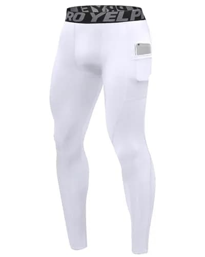 SPVISE White Men's Compression Pants Workout Leggings Sports Tights Performance Athletic Running Base Layer Underwear Long | Breathable, Moisture-Wicking & Flexible thumbnail 1