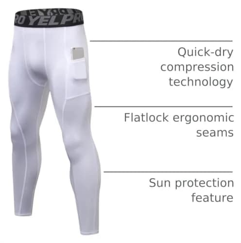 SPVISE White Men's Compression Pants Workout Leggings Sports Tights Performance Athletic Running Base Layer Underwear Long | Breathable, Moisture-Wicking & Flexible thumbnail 4