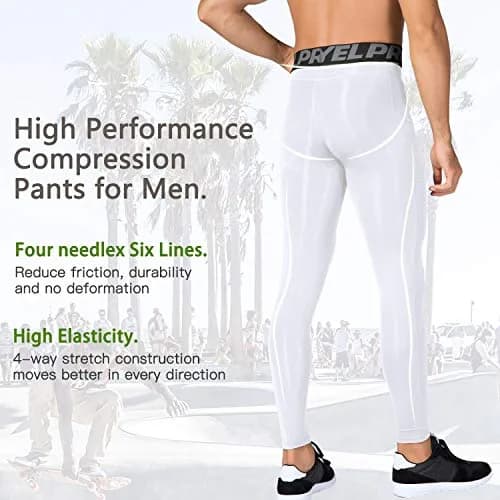 SPVISE White Men's Compression Pants Workout Leggings Sports Tights Performance Athletic Running Base Layer Underwear Long | Breathable, Moisture-Wicking & Flexible thumbnail 5