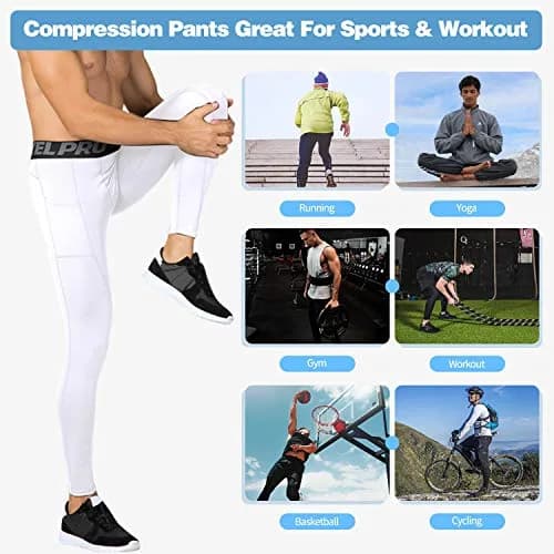 SPVISE White Men's Compression Pants Workout Leggings Sports Tights Performance Athletic Running Base Layer Underwear Long | Breathable, Moisture-Wicking & Flexible thumbnail 6