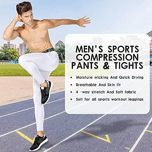 SPVISE White Men's Compression Pants Workout Leggings Sports Tights Performance Athletic Running Base Layer Underwear Long | Breathable, Moisture-Wicking & Flexible thumbnail 7