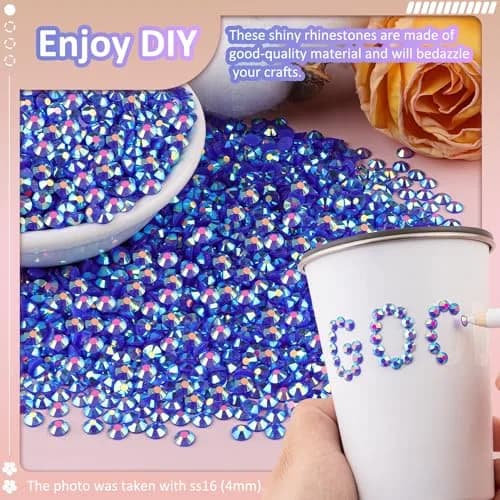 TINKRSTUFF 10,000pcs 2mm Resin Jelly Rhinestones Dark Blue AB | Bedazzling DIY Craft Gems thumbnail 4