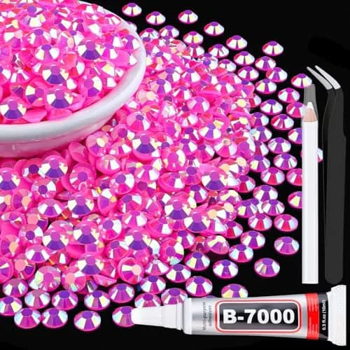 TINKRSTUFF 3000pcs 5mm Resin Jelly Rhinestones | Hot Pink AB Bedazzling Gems for DIY Crafts thumbnail 1