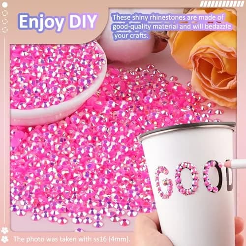 TINKRSTUFF 3000pcs 5mm Resin Jelly Rhinestones | Hot Pink AB Bedazzling Gems for DIY Crafts thumbnail 4