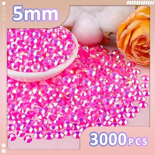 TINKRSTUFF 3000pcs 5mm Resin Jelly Rhinestones | Hot Pink AB Bedazzling Gems for DIY Crafts thumbnail 2
