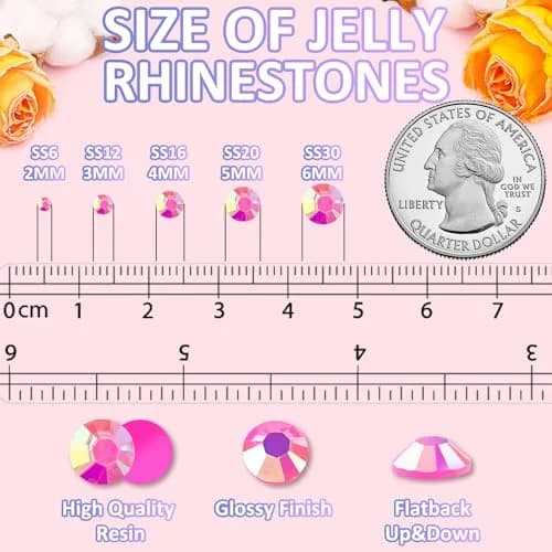 TINKRSTUFF 3000pcs 5mm Resin Jelly Rhinestones | Hot Pink AB Bedazzling Gems for DIY Crafts thumbnail 3