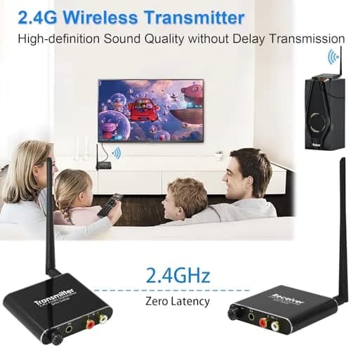 Tendak Wireless Audio Transmitter Receiver Set 2.4GHz | Long Range, Low Delay, RCA & 3.5mm Out/Input thumbnail 3