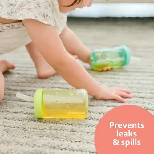 The First Years Squeeze & Sip Straw Cups - 7 Oz (207ml) - 3 Count | Spill-Proof Training Cups for Babies 6+ Months thumbnail 4