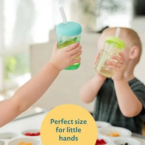 The First Years Squeeze & Sip Straw Cups - 7 Oz (207ml) - 3 Count | Spill-Proof Training Cups for Babies 6+ Months thumbnail 5