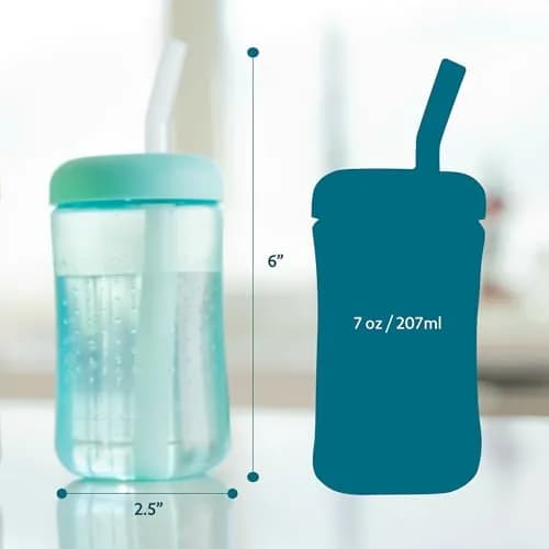 The First Years Squeeze & Sip Straw Cups - 7 Oz (207ml) - 3 Count | Spill-Proof Training Cups for Babies 6+ Months thumbnail 8