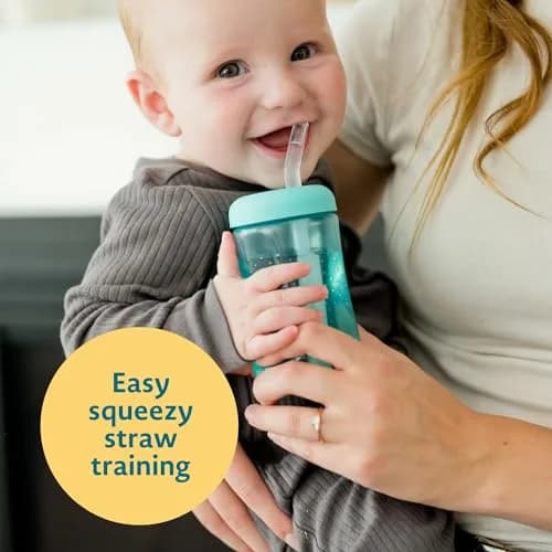 The First Years Squeeze & Sip Straw Cups - 7 Oz (207ml) - 3 Count | Spill-Proof Training Cups for Babies 6+ Months thumbnail 2