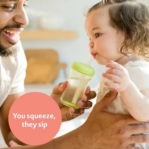 The First Years Squeeze & Sip Straw Cups - 7 Oz (207ml) - 3 Count | Spill-Proof Training Cups for Babies 6+ Months thumbnail 3