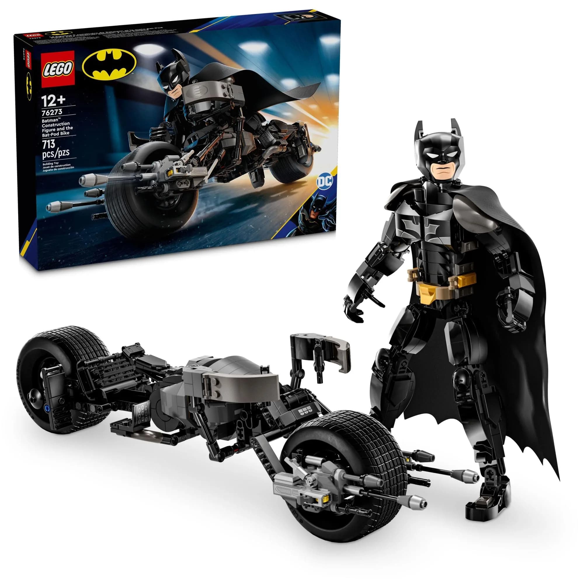 LEGO DC Batman Construction Figure & The Bat-Pod Bike 713 pcs | Ages 12+ Superhero Building Toy — Multicolor