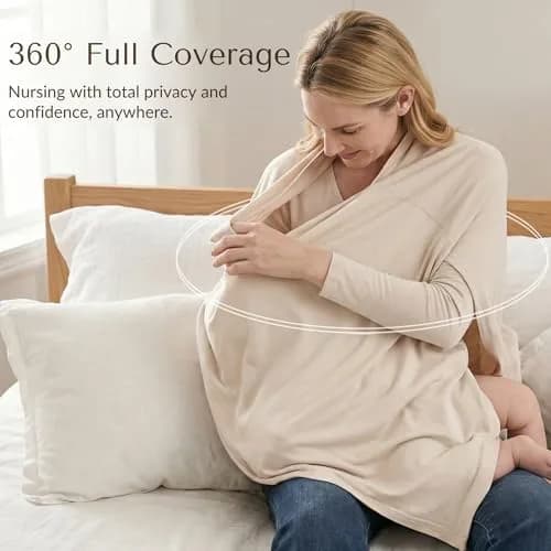 Konssy Rayon Made from Bamboo Nursing Cover Blush Beige | 95% Rayon 5% Spandex Blend | 360° Full Privacy thumbnail 8