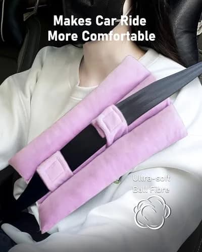 BELINOUS Pink Seat Belt Pillows for Post Mastectomy Surgery | Soft & Comfortable, Lasting Recovery Support thumbnail 2