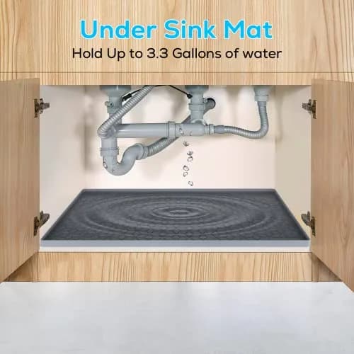 MIFADFAO Under Sink Mat 86cm x 56cm (34"x22") | Waterproof Silicone Liner with Drain Hole for Kitchen Cabinets & Counters thumbnail 4