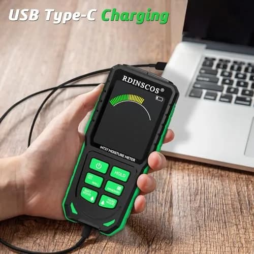 RDINSCOS Pinless Moisture Meter for Wall, Wood, Concrete & Drywall | 19mm Deep Scan, Rechargeable, Color Display thumbnail 7
