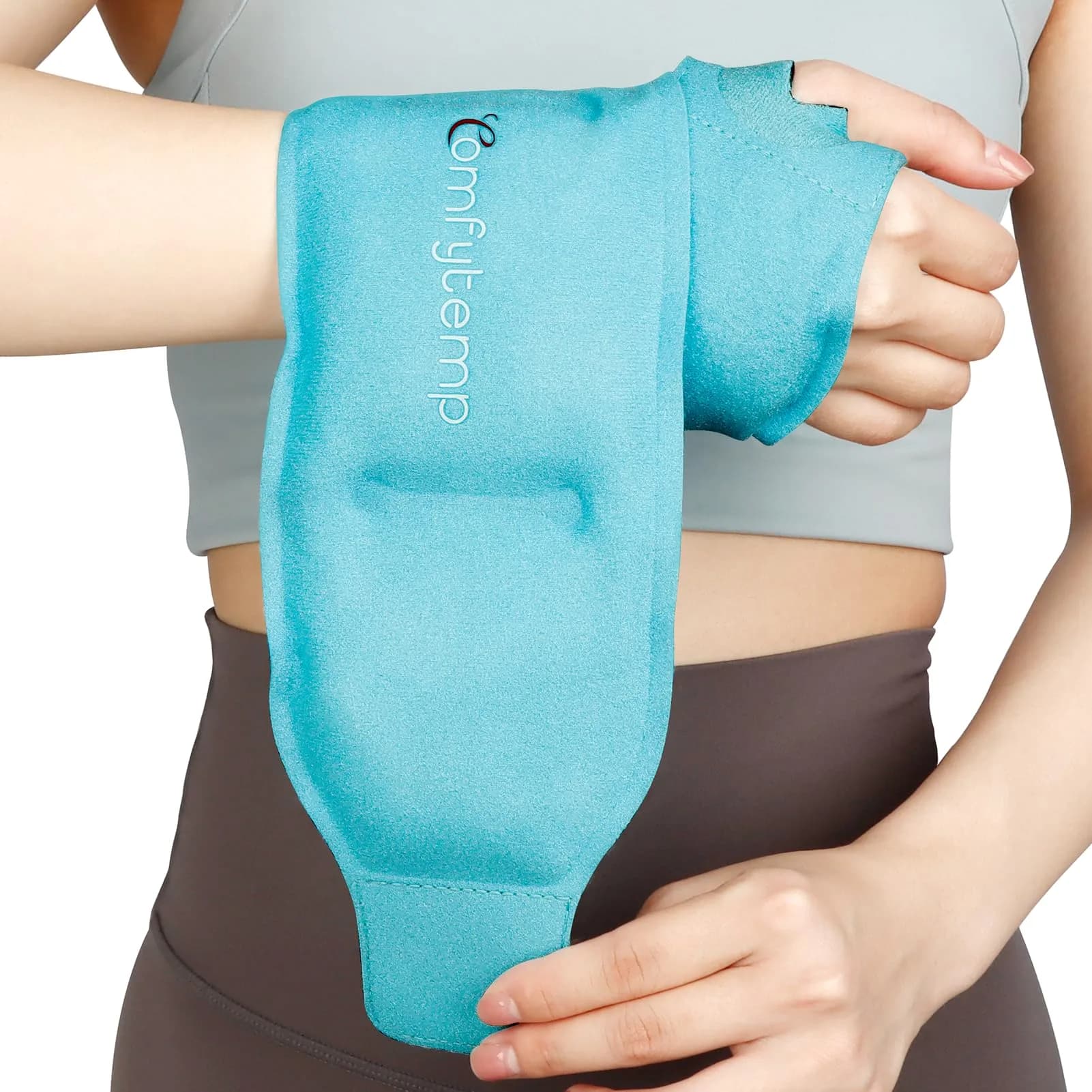 Comfytemp Wrist Ice Pack Wrap for Carpal Tunnel Relief | FSA Approved Reusable Gel Cold Pack (20"x4") — Baby Blue