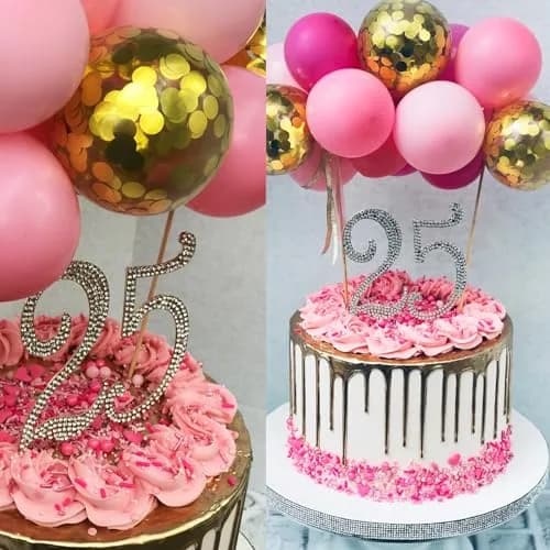 Honbay 25 Birthday Cake Topper Sparkling Bling Alloy Crystal Rhinestones | Gold, 4.72x4.25 inch thumbnail 6