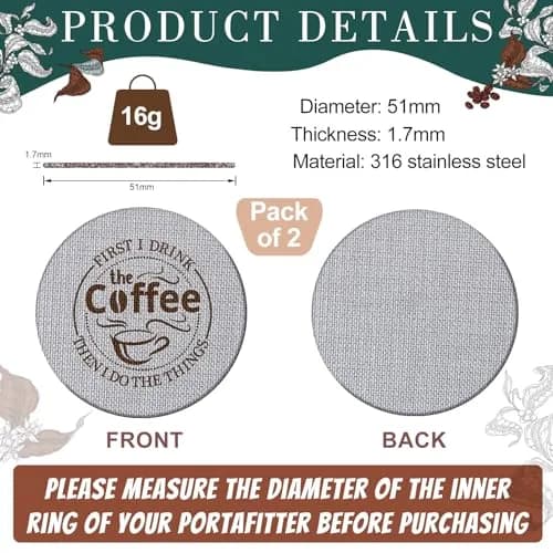 Yaomiao 51mm Espresso Puck Screen 2-Pack | 1.7mm Thickness, 150μm Mesh, Stainless Steel thumbnail 2