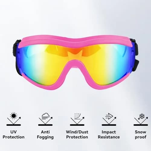 NAMSAN Dog Sunglasses for Medium to Large Dogs, UV Protection Dog Goggles Large Breed, Pink | Adjustable Sporty Eyewear thumbnail 4