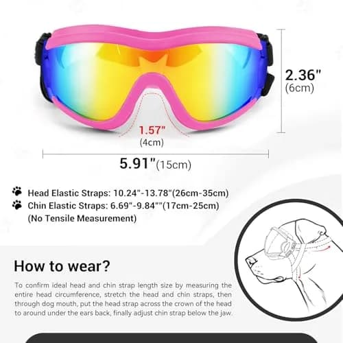 NAMSAN Dog Sunglasses for Medium to Large Dogs, UV Protection Dog Goggles Large Breed, Pink | Adjustable Sporty Eyewear thumbnail 5