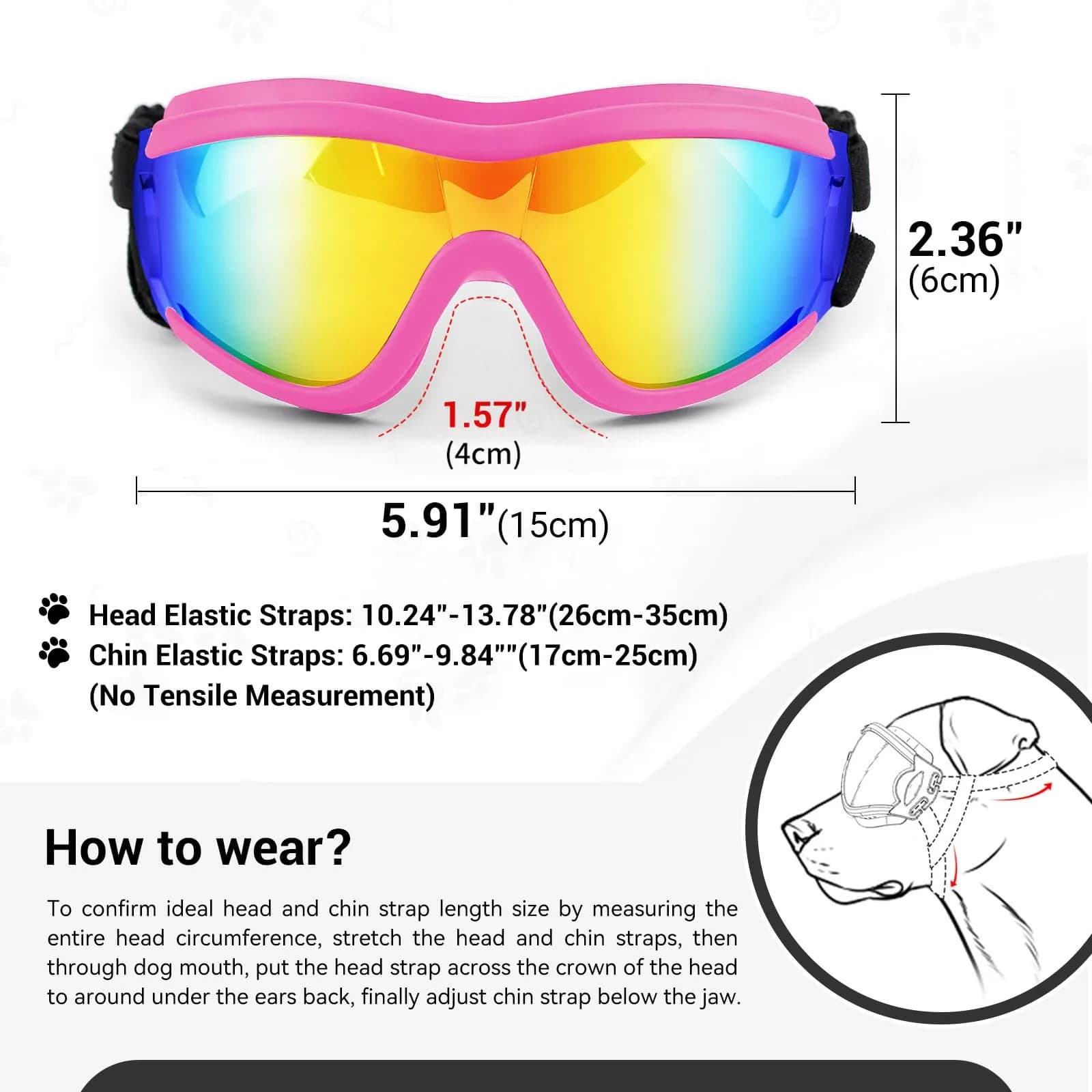 NAMSAN Dog Sunglasses for Medium to Large Dogs, UV Protection Dog Goggles Large Breed, Pink | Adjustable Sporty Eyewear - view 5