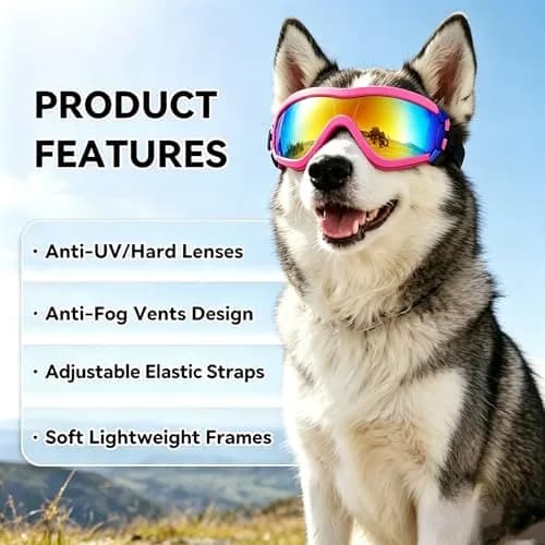 NAMSAN Dog Sunglasses for Medium to Large Dogs, UV Protection Dog Goggles Large Breed, Pink | Adjustable Sporty Eyewear thumbnail 3