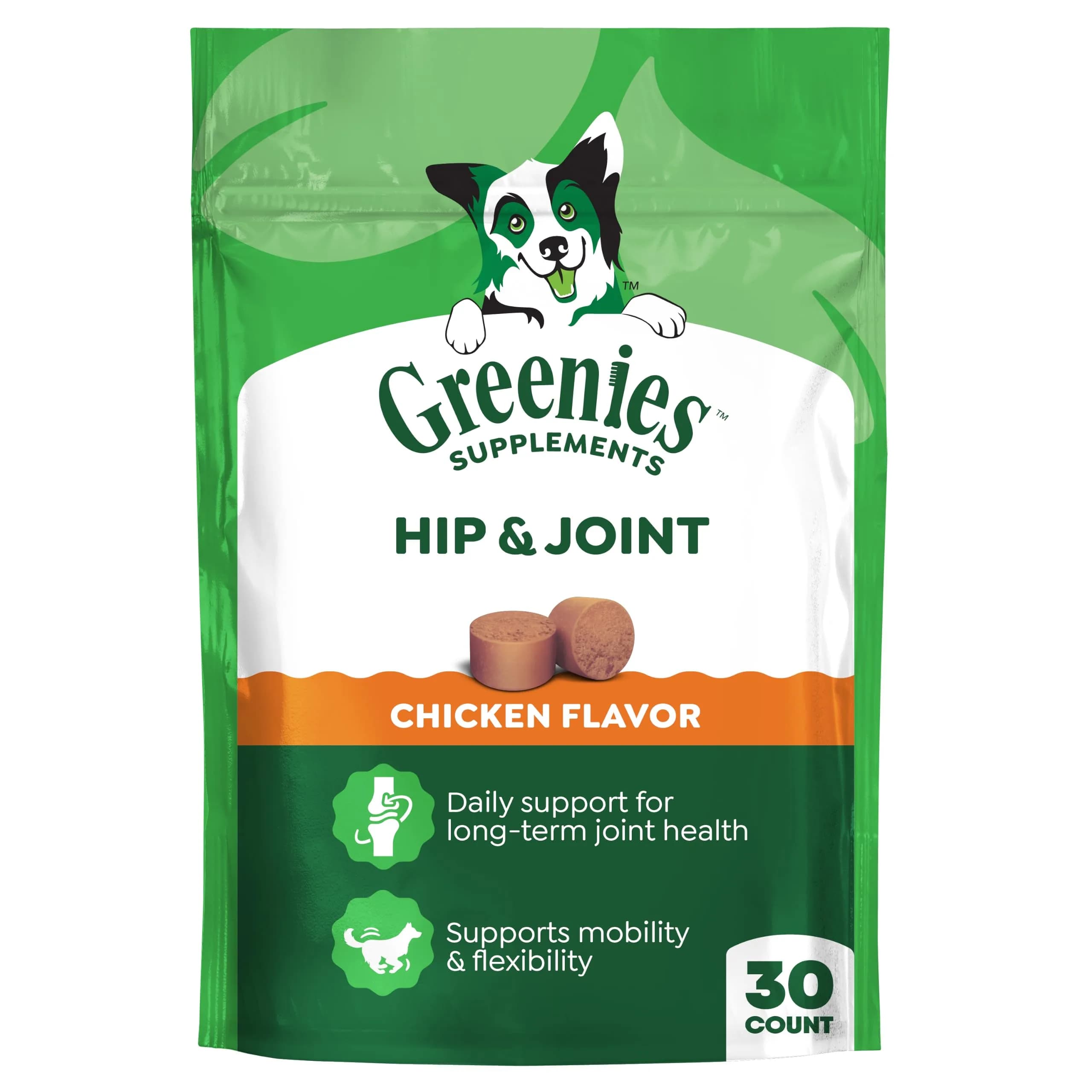 Greenies Hip & Joint Soft Dog Chews, Chicken Flavor, 30 Count | Supports Mobility & Flexibility — Chicken