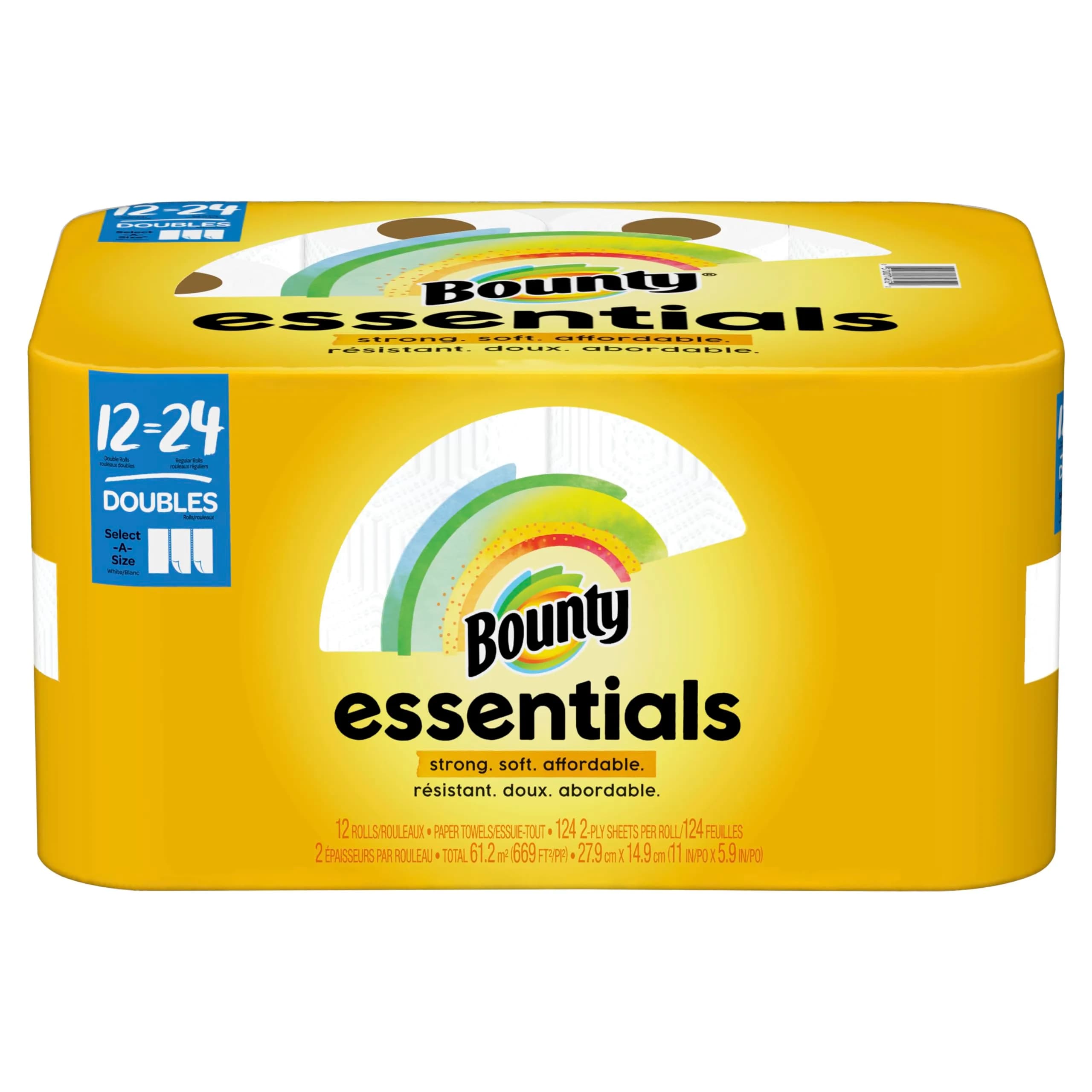 Bounty Essentials Select-A-Size Paper Towels, 12 Double Rolls (24 Regular Rolls) - Value Pack for Indian Households - main product image
