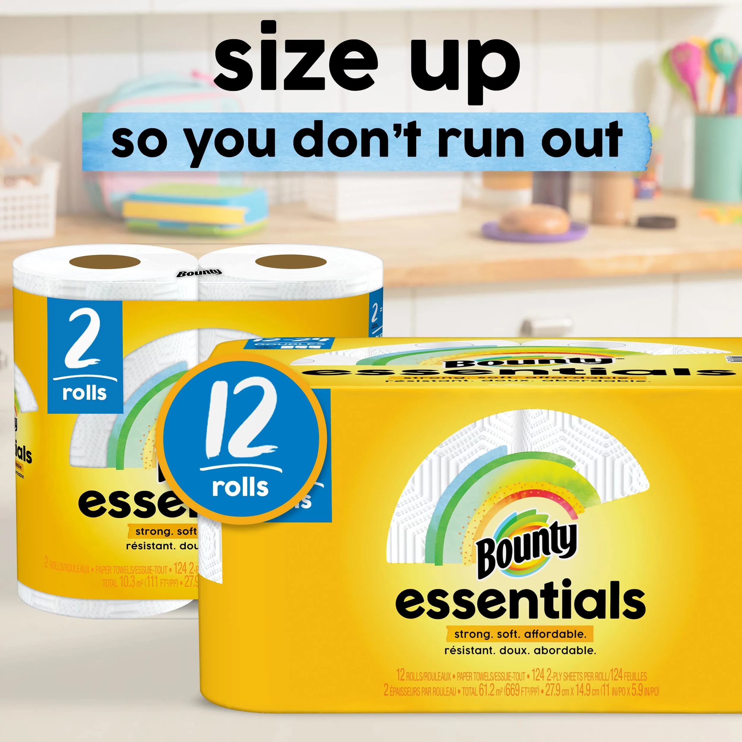 Bounty Essentials Select-A-Size Paper Towels, White, 12 Double Rolls (24 Regular Rolls) | 1488 Sheets Total - view 5