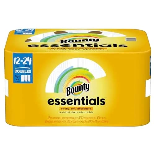 Bounty Essentials Select-A-Size Paper Towels, White, 12 Double Rolls (24 Regular Rolls) | 1488 Sheets Total thumbnail 1