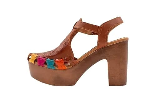 VOLATILE Rosarito Women's Vachetta Sandal, Size 7 | Woven Leather Upper & 4" Faux Wood Clog thumbnail 6