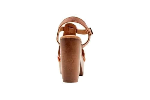 VOLATILE Rosarito Women's Vachetta Sandal, Size 7 | Woven Leather Upper & 4" Faux Wood Clog thumbnail 7