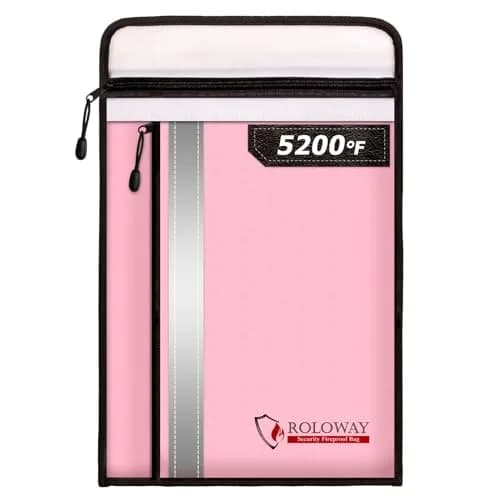 ROLOWAY Fireproof Document Bag (15.5 x 11.5 inch) with 2 Pockets and 5200°F Aluminum Foil Layer | Fireproof Safe for Valuables thumbnail 1
