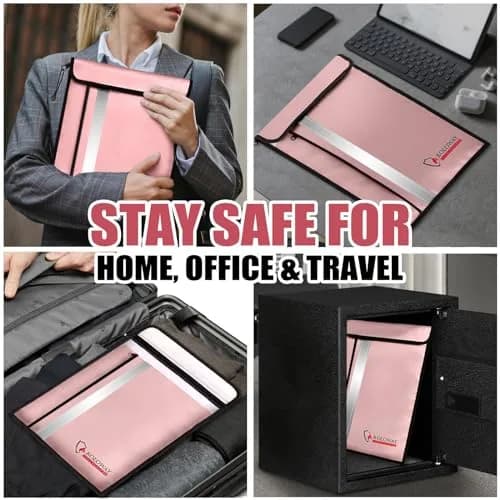 ROLOWAY Fireproof Document Bag (15.5 x 11.5 inch) with 2 Pockets and 5200°F Aluminum Foil Layer | Fireproof Safe for Valuables thumbnail 6