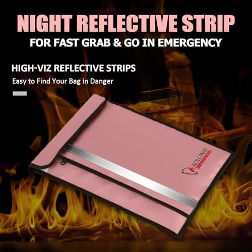 ROLOWAY Fireproof Document Bag 15 x 11 inch | Waterproof & Fire Resistant with 2 Pockets thumbnail 4