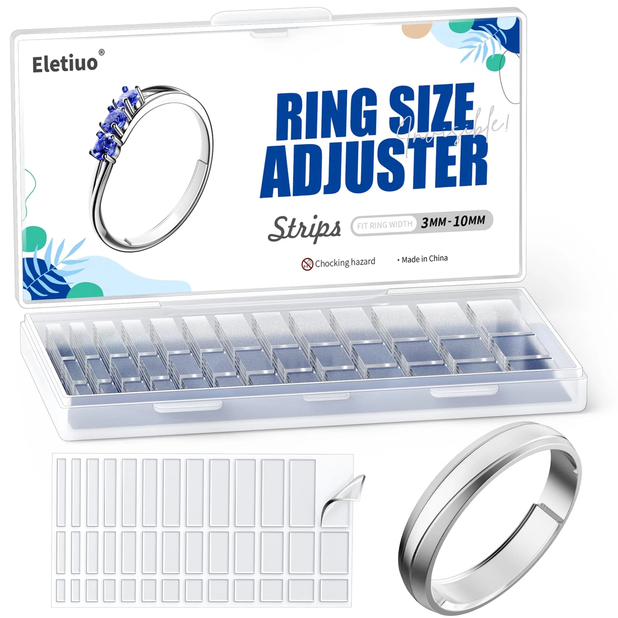 ELETIUO Invisible Ring Size Adjuster for Loose Rings, 234 Pcs Transparent Silicone | Fits Rings 3-10mm Wide — Transparent
